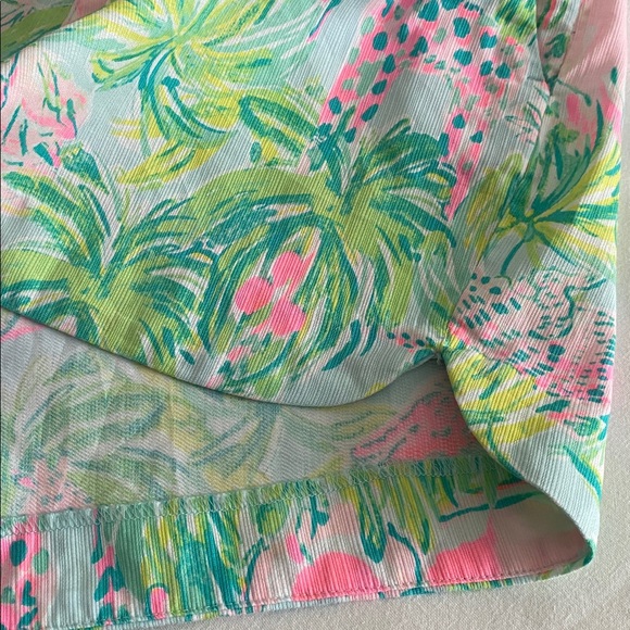 Lilly Pulitzer Adie Shorts in On Parade print Seasalt Blue colourway Side zip 12 - Picture 10 of 15
